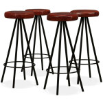 Tabouret de bar cuir marron et pieds métal noir gream - lot de 4 Tabouret de bar cuir marron et pieds métal noir gream - lot de 4