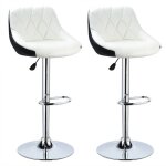Tabourets de bar cuisine lot de 2, en similicuir, pivotant en simili - cuir et mtal, hauteur rglable ...