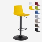 Tabouret bar de cuisine design noir mat rglable en hauteur grand soleil imola matt - jaune