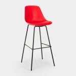 Tabouret de bar cuisine en m�tal avec coussin design moderne willis - rouge