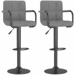Tabourets de bar design avec accoudoir velours gris clair konfa - lot de 2 Tabourets de bar design avec accoudoir velours gris clair konfa - lot de 2