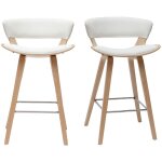 Miliboo - tabourets de bar design blanc et bois clair h65 cm (lot de 2) syrah