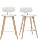 Miliboo - tabourets de bar design blanc et bois clair h69 cm (lot de 2) vasco