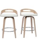 Miliboo - tabourets de bar design bois clair et polyur�thane blanc 65cm (lot de 2) mano