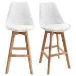 Miliboo - tabourets de bar design blanc et bois h65 cm (lot de 2) pauline