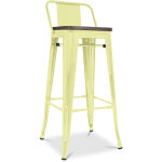 Tabouret de bar design industriel avec dossier - bois et acier - 76cm - stylix jaune ple