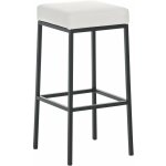 Tabouret de bar design moderne en synthtique blanc pieds forme carr mtal noir mat blanc 100000030