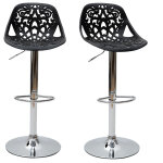 Miliboo ? tabouret de bar noir baroque ? lot de 2 ? assise en polypropyl�ne ? hauteur r�glable 61 - 82 ...