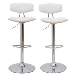 Miliboo - tabourets de bar design rglables blanc et bois clair (lot de 2) vasco