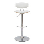 Miliboo - tabouret de bar design réglable blanc et bois clair vasco Miliboo - tabouret de bar design réglable blanc et bois clair vasco
