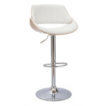 Tabouret de bar design réglable pivotant 360° blanc et bois clair clash Tabouret de bar design réglable pivotant 360° blanc et bois clair clash