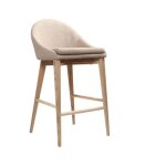 Miliboo - tabouret de bar design en tissu beige et bois clair 65 cm dalia