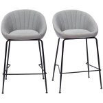 Miliboo - tabourets de bar design tissu gris clair 65 cm (lot de 2) sheru