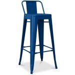 Tabouret de bar avec dossier - design industriel - 76cm - nouvelle �dition - stylix bleu fonc�