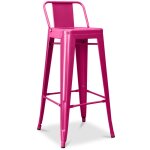 Tabouret de bar avec dossier - design industriel - 76cm - nouvelle �dition - stylix fuchsia
