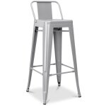 Privatefloor - tabouret de bar avec dossier - design industriel - 76cm - nouvelle �dition - stylix gris ...