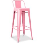 Tabouret de bar avec dossier - design industriel - 76cm - nouvelle �dition - stylix rose