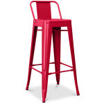 Tabouret de bar avec dossier - design industriel - 76cm - nouvelle �dition - stylix rouge