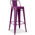 Tabouret de bar avec dossier - design industriel - 76cm - nouvelle �dition - stylix violet