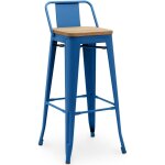 Industrial style - tabouret de bar avec dossier - design industriel - bois et acier - 76cm - nouvelle ...