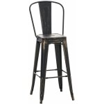 Décoshop26 - tabouret de bar avec dossier haut style industriel en métal noir doré 100001192 Décoshop26 - tabouret de bar avec dossier haut style industriel en métal noir doré 100001192
