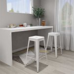 Vidaxl ? lot de 2 tabourets de bar empilables en m�tal blanc ? hauteur 77 cm ? repose - pied inclus ? ...