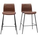 Tabourets de bar fixes marron aspect vieilli et mtal noir h65 cm (lot de 2) harold
