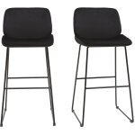 Miliboo - tabourets de bar fixes en tissu velours noir pieds métal noir h65 (lot de 2) kaoly Miliboo - tabourets de bar fixes en tissu velours noir pieds métal noir h65 (lot de 2) kaoly