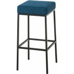 Tabouret de bar hauteur d'assise 76 cm avec repose - pieds design moderne tissu bleu 100001225