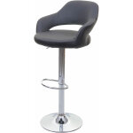 Hhg - tabouret de bar 737, tabouret pivotant, avec dossier simili cuir, gris - noir