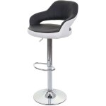 Hhg - tabouret de bar 737, tabouret pivotant, avec dossier simili cuir, noir - blanc