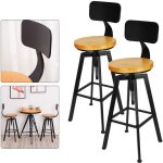 Tabouret bar industriel avec dossier lot de 2 tabourets de cuisine hauteur r�glable 64 - 84 cm bar r�tro ...