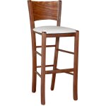 Tabouret de bar lucy en bois de noyer fonc� h 73 avec assise gris clair