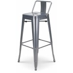 Kosmi - tabouret de bar en m�tal silver avec dossier - hauteur 76 cm
