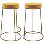 Rendez - vous d�co - lot de 2 tabourets pour �lot central 63 cm en velours jaune curry - kendal