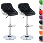 Tabouret bar noir + blanc lot de 2, modern tabouret haut de cuisine, hauteur r�glable et pivotant tabouret ...