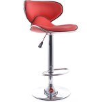 Tabouret de bar pivotant avec dossier - dossier courbe rouge