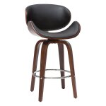 Miliboo - tabouret de bar pivotant noir et bois fonc� 65 cm walnut