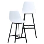 Made in meubles - tabouret de bar blanc et métal noir marius (lot de 2) Made in meubles - tabouret de bar blanc et métal noir marius (lot de 2)