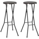 Vidaxl - tabouret de bar pliable lot de 2 pehd et acier aspect rotin Vidaxl - tabouret de bar pliable lot de 2 pehd et acier aspect rotin