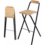 Tabouret de bar pliant avec dossier - bois effet ch�ne et noir - l 48 x p 43 x h 98 cm - livraison gratuite ...