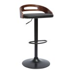 Miliboo - tabouret de bar r�glable design noir et bois noyer mano