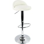 Tabouret de bar, r�glable en hauteur & rotatif tabouret de travail en cuir synth�tique blanc - kktoner ...