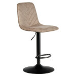 Meubletmoi - tabouret de bar r�glable en microfibre taupe et pied m�tal noir - coby