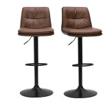 Miliboo - tabourets de bar r�glables marrons et m�tal noir (lot de 2) zuck