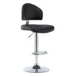 Tabouret de bar rglable simili cuir noir et mtal chrom axim