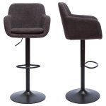 Miliboo - tabourets de bar r�glables tissu effet velours gris fonc� et m�tal (lot de 2) amika