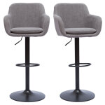 Miliboo - tabourets de bar rglables tissu effet velours gris et mtal (lot de 2) amika