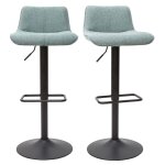 Miliboo - tabourets de bar r�glables en tissu effet velours textur� vert c�ladon et m�tal (lot de 2) ...