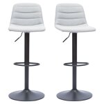 Tabourets de bar réglables en tissu gris clair et métal (lot de 2) saury Tabourets de bar réglables en tissu gris clair et métal (lot de 2) saury
